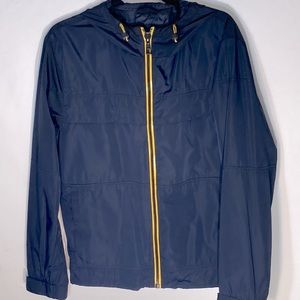 Zara Men Navy Blue Lightweight Zip Front Hoodie Jacket with Pockets Size S